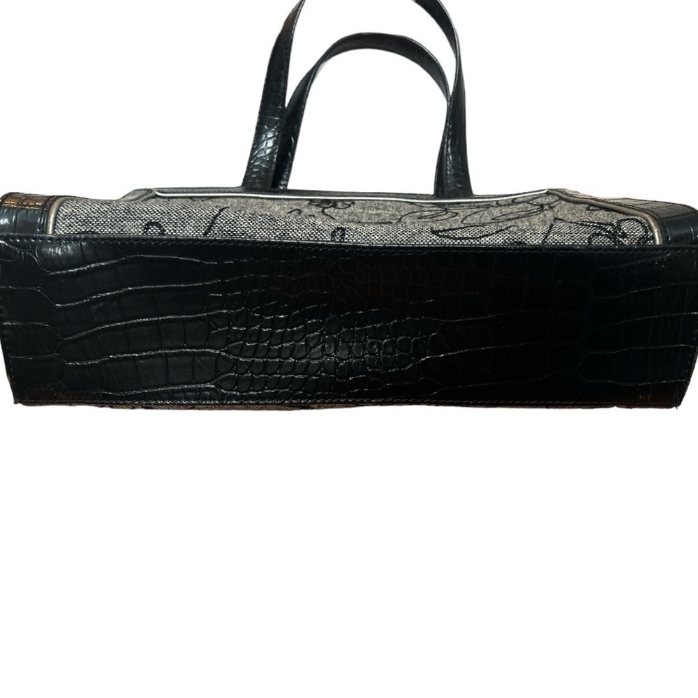 VINTAGE WOOL Liz Claiborne Black/ Gray Embroidered Purse Handbag - Picture 5 of 8